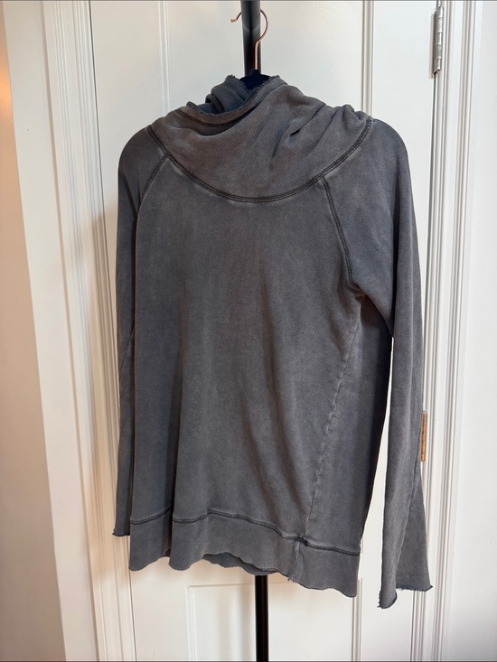Free People Sweaters - Free People Washed Charcoal Cowl-Neck Pullover hooded
